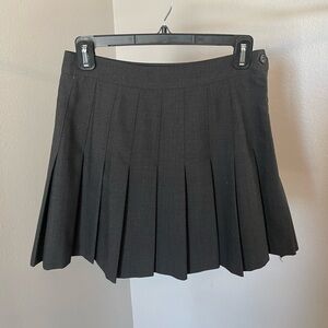 Pleated Heather Grey Mini Skirt